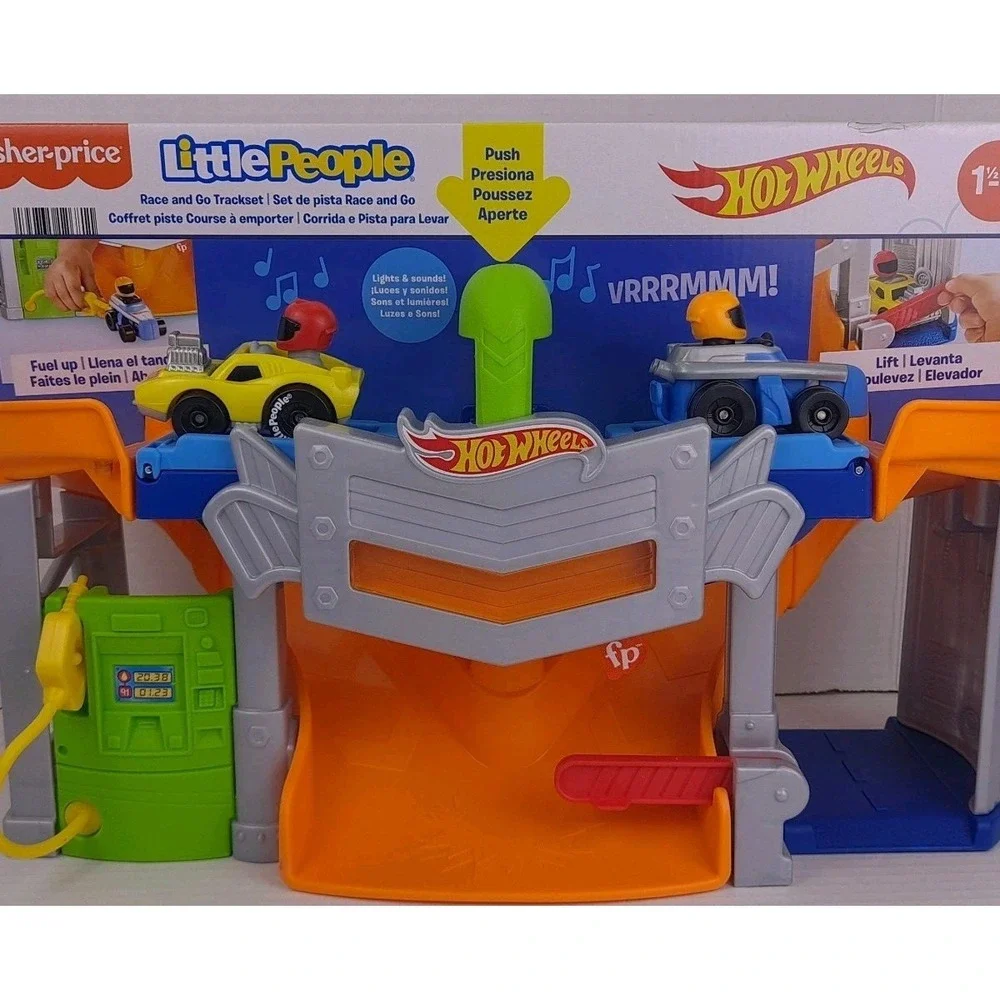 Fisher-Price Little People Hot Wheels‎ Race And Go Trackset Wheelies Fuel Up